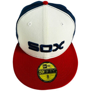 Chicago White Sox Men's Fitted Hat Size 8 MLB 59Fifty Red Blue White NWT $42